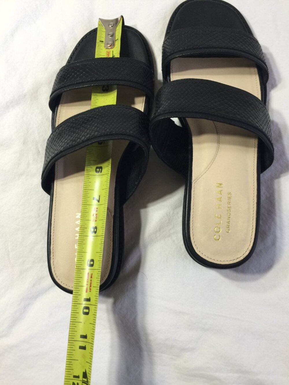 Cole Haan Wesley Demi Wedge Sandals Black Snakeskin Embossed Leather 6.5B W20525 - Picture 10 of 11